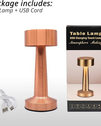 Cordless Portable LED Table Lamp with Touch Sensor, Dimmable Gold Yellow White 3 Colors, Rechargeable Desklamp Night Light for Kids Nursery Bedroom Bedside Lamp (Rose Gold) - LeafyLoom