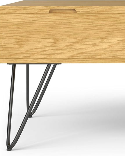 SIMPLIHOME Hunter Lift Top Square Coffee Table, 32 inch, Oak - LeafyLoom