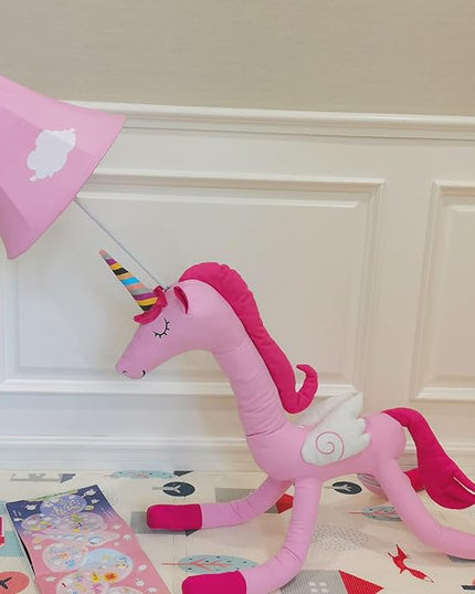 Floor Lamp, Pink Unicorn Design 51inch Tall Standing Lamp for Girl’s Bedroom, Hand-Stitched Toy Lamp Decorate Living Room, with an E26 LED Bulb - LeafyLoom
