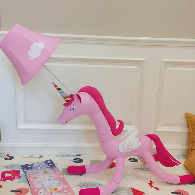 Floor Lamp, Pink Unicorn Design 51inch Tall Standing Lamp for Girl’s Bedroom, Hand-Stitched Toy Lamp Decorate Living Room, with an E26 LED Bulb - LeafyLoom