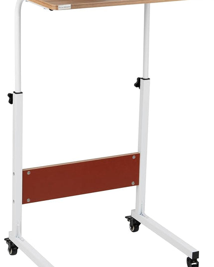Mind Reader Woodland Collection, Mobile Sit/Stand Laptop Desk Adjustable, Lockable Casters, Portable, 21.75" L x 15.75" W x 33" H, Medium, Brown - LeafyLoom