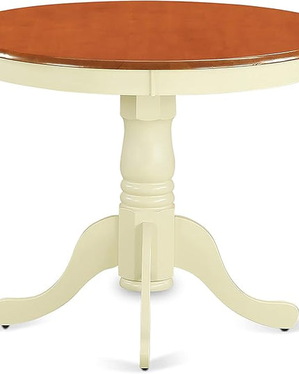 East West Furniture ANAV3-WHI-W 3 Piece Dinette Set for Small Spaces Contains a Round Room Table with Pedestal and 2 Kitchen Dining Chairs, 36x36 Inch - LeafyLoom