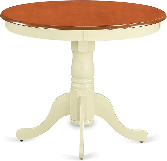 East West Furniture ANAV3-WHI-W 3 Piece Dinette Set for Small Spaces Contains a Round Room Table with Pedestal and 2 Kitchen Dining Chairs, 36x36 Inch - LeafyLoom