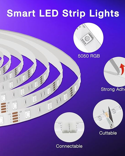 DAYBETTER 65.6ft WiFi Smart Led Lights Strip with Tuya App Control for Bedroom Decoration Work with Alexa and Google Assistant(2 Rolls of 32.8ft) DAYBETTER