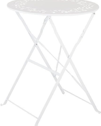 Alpine Corporation Indoor/Outdoor 3-Piece Bistro Set Folding Table and Chairs Patio Seating, White - LeafyLoom