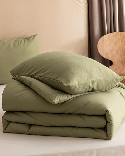 ROSGONIA Twin Comforter Set for College Girls Boys Teens Olive Green,1 Boho Comforter & 1 Pillowcase, Soft Kids Comforter Sets All Season Dorm Bedding - LeafyLoom