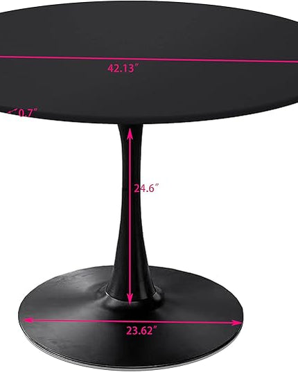 NicBex Dining Table Contemporary Kitchen Table Farmhouse Rustic 42.12" Modern Round Dining Table with Round MDF Table Top, Metal Base Dining Table, End Table Leisure Coffee Table, Black - LeafyLoom
