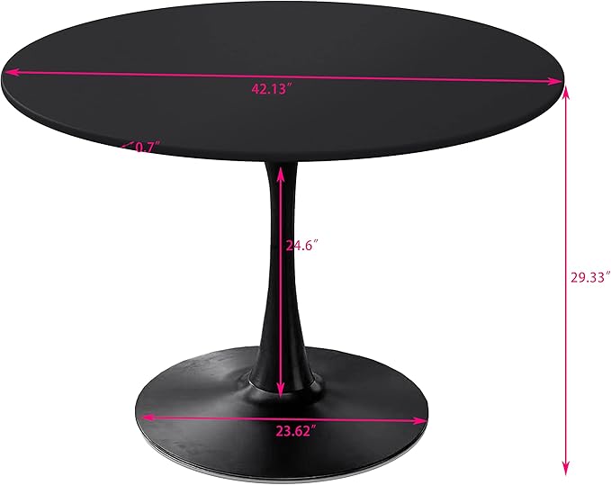 NicBex Dining Table Contemporary Kitchen Table Farmhouse Rustic 42.12" Modern Round Dining Table with Round MDF Table Top, Metal Base Dining Table, End Table Leisure Coffee Table, Black - LeafyLoom