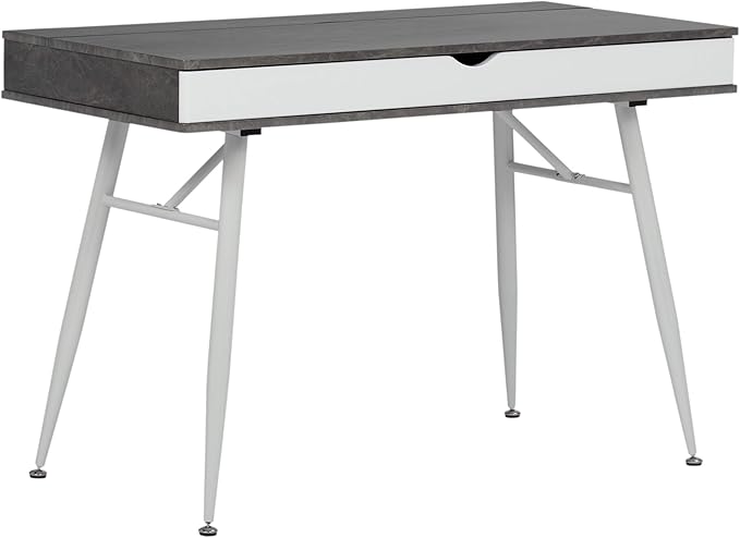 Calico Designs 51252 Alcove Modern Large Split Drawer in White/Cement Gray Desk with Storage, White/Cement Gray, White/Cement Gray - LeafyLoom