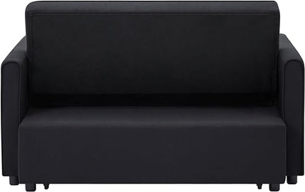 3-in-1 Linen Upholstered Sofabed Tufted Futon Loveseat Sofa Convertible Sleeper Couch Bed with Reclining Backrest and 2 Lumbar Pillows,Modern 2-Seaters Love Seat Daybed for Living Room - LeafyLoom