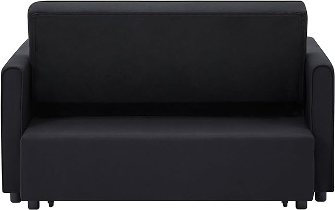 3-in-1 Linen Upholstered Sofabed Tufted Futon Loveseat Sofa Convertible Sleeper Couch Bed with Reclining Backrest and 2 Lumbar Pillows,Modern 2-Seaters Love Seat Daybed for Living Room - LeafyLoom