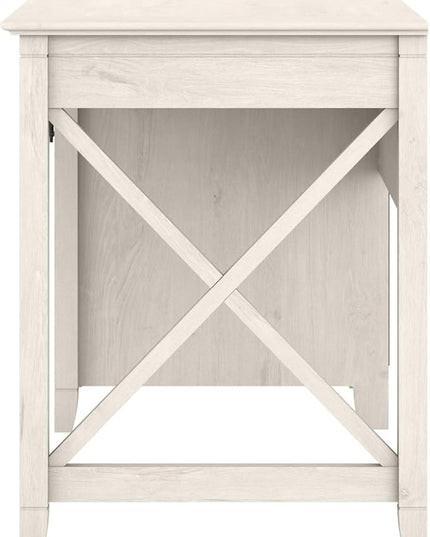 Bush Furniture Key West Computer Desk with Storage | Farmhouse PC Table for Home Office in Linen White Oak | 54W x 24D - LeafyLoom