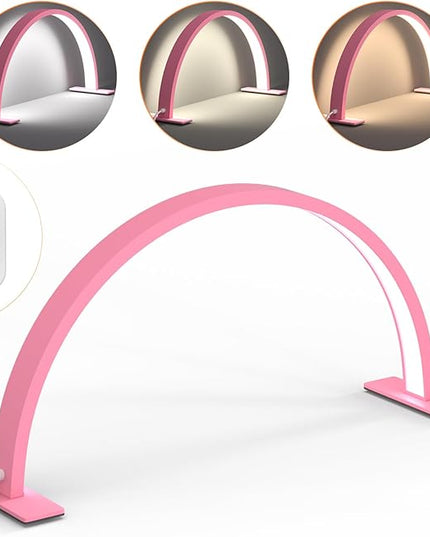 Half Moon Light for Nail Desk, Lash Light Led Nail Tech Lamp Half Moon Light Table Lamp Desk Lamp for Nail Lash Eyelash Extension Tattoo Eyebrows（Pink） - LeafyLoom