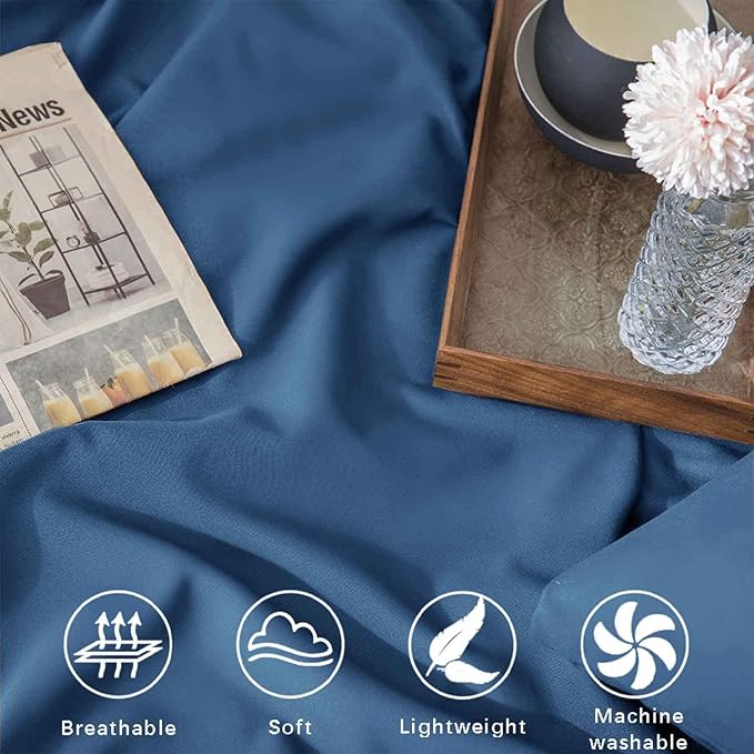 ETDIFFE Blue Comforter Set King Size, 3 Piece Aesthetic Modern Bedding Set - Soft & Lightweight All Season Microfiber Down Alternative Bed Comforter with 2 Pillow Shams for Women Men - LeafyLoom