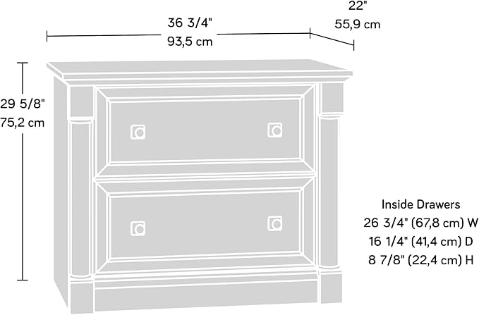Sauder Palladia Lateral File, L: 36.81" x W: 22.01" x H: 29.61", Glacier Oak - LeafyLoom
