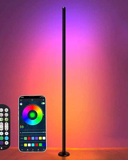Smart RGB Floor Lamp Living Room, 10W Floor Lamp With APP and Remote Control, Dimmable Music Sync Timer LED Corner Lamp, Modern RGB Color Changing Floor Lamp for Living Room, Bedroom [Energy Class F] - LeafyLoom