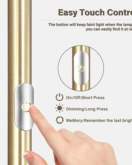 BoostArea Torchiere Standing Lamp,20W 2000LM LED Halogen Stepless Dimmable,Touch Control,50000hrs Lifespan,Pale Floor Lamps for Living Room, Bedroom,Gold - LeafyLoom