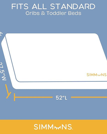 Delta Children Brooks 6-in-1 Convertible Crib, Bianca White + Simmons Kids Quiet Nights Breathable Crib Mattress with Removable/Machine Washable Cover (Bundle) - LeafyLoom