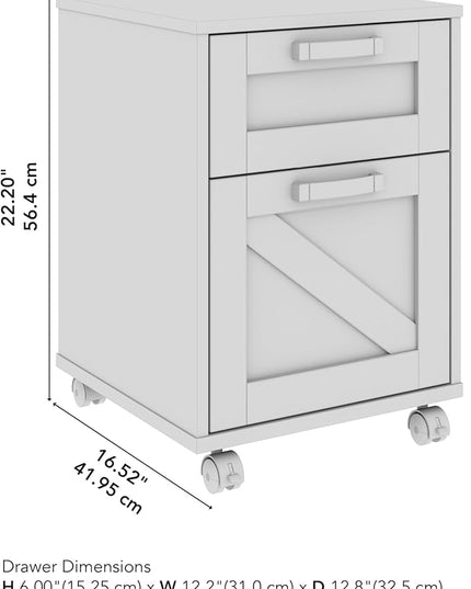 Bush Furniture Knoxville 2 Drawer Mobile File Cabinet, Rolling Document Storage for Home Office, Restored Gray - LeafyLoom