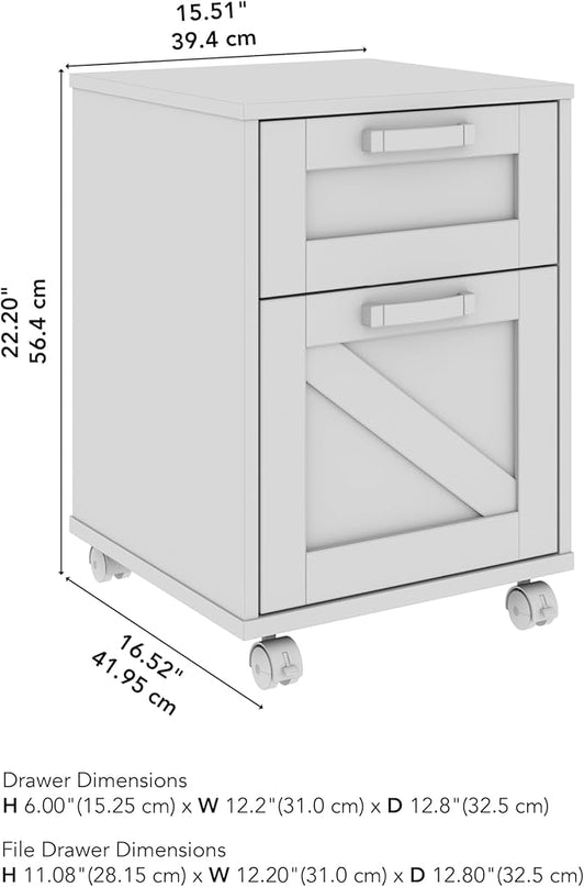 Bush Furniture Knoxville 2 Drawer Mobile File Cabinet, Rolling Document Storage for Home Office, Restored Gray - LeafyLoom