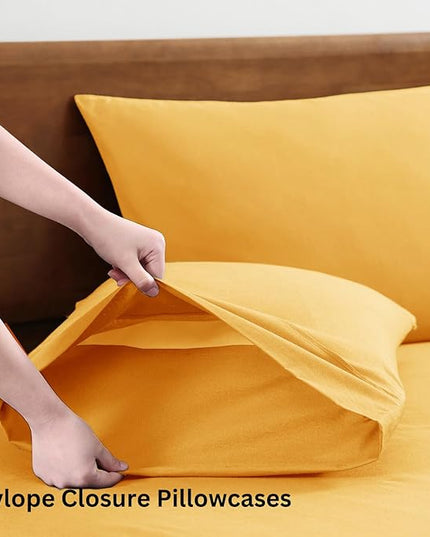 LANE LINEN 100% Organic Cotton King Bed Set, 4-Piece Cotton Bed Sheets, Crisp Percale Weave, Ultra Soft Bedding Sets & Collections, Breathable, 15" King Size Sheets Deep Pocket Set - Cocoon - LeafyLoom