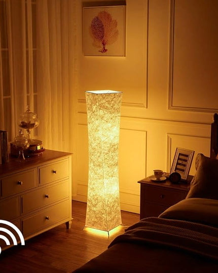 52" Creative LED Floor Lamp Softlighting Contemporary Standing Modern Twisted Design with Fabric Shade & 2 Bulbs for Living room Warm Atmosphere - LeafyLoom