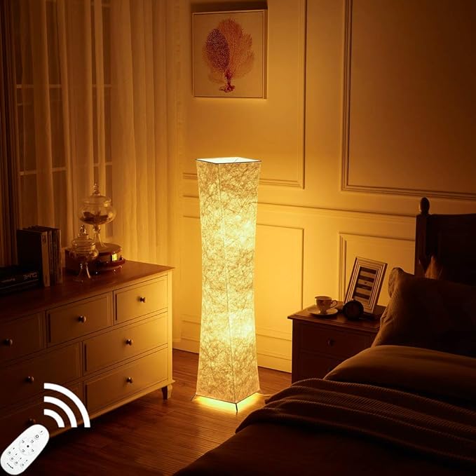 52" Creative LED Floor Lamp Softlighting Contemporary Standing Modern Twisted Design with Fabric Shade & 2 Bulbs for Living room Warm Atmosphere - LeafyLoom