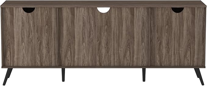 Walker Edison Saxon Mid Century Modern Glass Shelf TV Stand for TVs up to 65 Inches, 60 Inch, Slate Grey - LeafyLoom