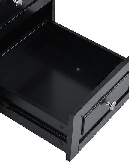 53Inch Rolling Kitchen Island Table with 5 Drawers, Kitchen-Car on Wheels w/Storage Cabinets, Rubber Wood Top, 2 Adjustable Shelf & Towel Handle for Dinning Room, Coffee Bar - LeafyLoom
