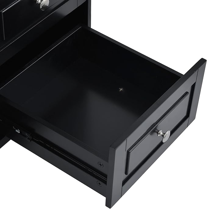 53Inch Rolling Kitchen Island Table with 5 Drawers, Kitchen-Car on Wheels w/Storage Cabinets, Rubber Wood Top, 2 Adjustable Shelf & Towel Handle for Dinning Room, Coffee Bar - LeafyLoom