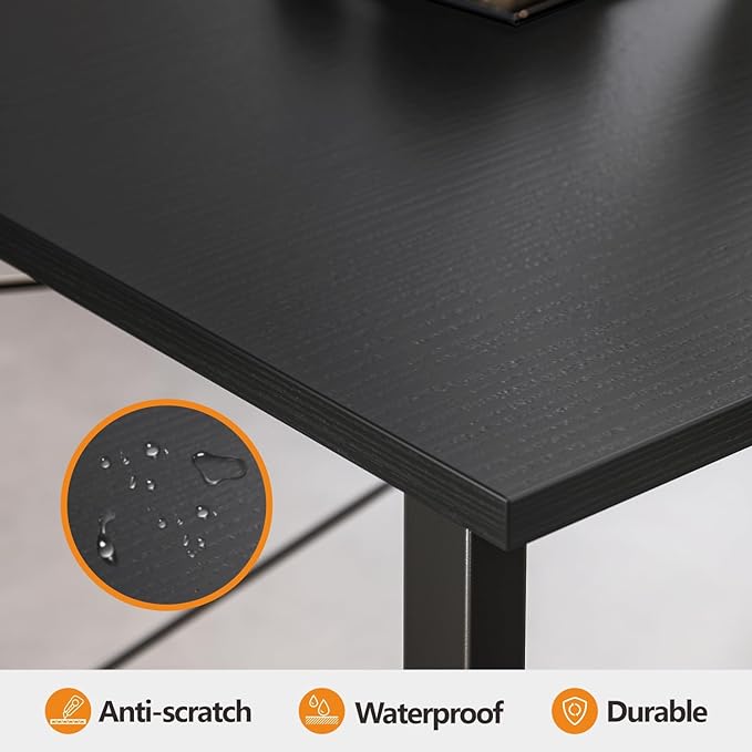 BANTI Computer Desk,47 inch Home Office Desk, Modern Simple Style PC Table for Home, Office, Study, Writing, Black - LeafyLoom