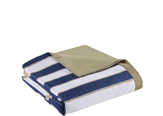 Mi Zone Ashton Duvet Modern Casual Vibrant Colorblock Design, All Season Comforter Cover Teen Bedding, Boys Bedroom Décor, King/Cal King, Khaki/Navy 4 Piece - LeafyLoom