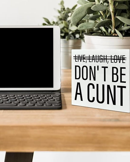 Home Office Desk Wooden Box Sign Decor, Live Laugh Love, Funny Desk Decor Humour Desk Decorations for Women Men Office - LeafyLoom