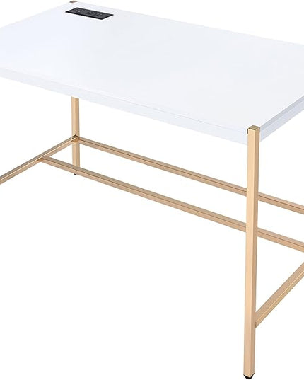 NicBex Laik-DW-00067-DX Desks, 42" W x 20" D x 30" H, White - LeafyLoom