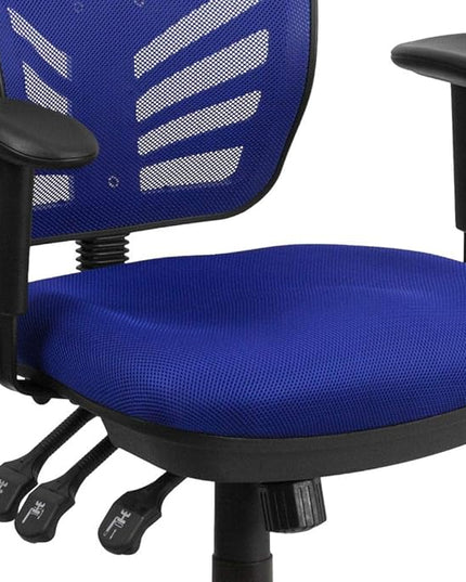 Flash Furniture Nicholas Mid-Back Swivel Office and Gaming Chair, Ergonomic Mesh Office Chair with Adjustable Lumbar Support and Height, Blue - LeafyLoom