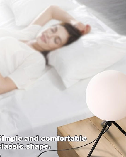Mid Century Modern Table Lamp Black Glass Globe Desk Lamp Reading Lamp Vintage Plug in Table Desk Lamp for Bedroom Office Library Study Room (Black) - LeafyLoom