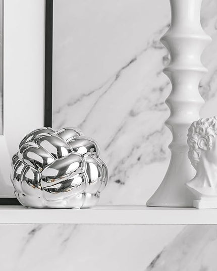 Silver Knot Decor, Coffee Table Books Decor, Shelf Decor, Decor for Decorative Books, Book Shelf Decor, Modern Minimalist Home Decor (4x3inc) - LeafyLoom