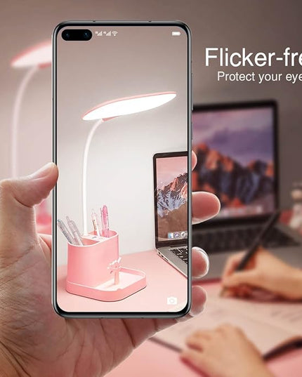 Mubarek Cute Desk Lamp Pink Lamp Cute Desk Accessories, 3 Modes 8W Dimmable Pink Desk Lamp+Organizers, Pink Desk Accessories Kawaii Desk Accessories, Cute Lamp Cute Desk Decor Cute Office Supplies - LeafyLoom