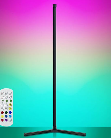 LED Floor Lamp Corner Mood Light RGB Color Changing Dimmable Music Sync with Remote Control for Living Room, Bedroom, Game Room, Party Decoration - LeafyLoom
