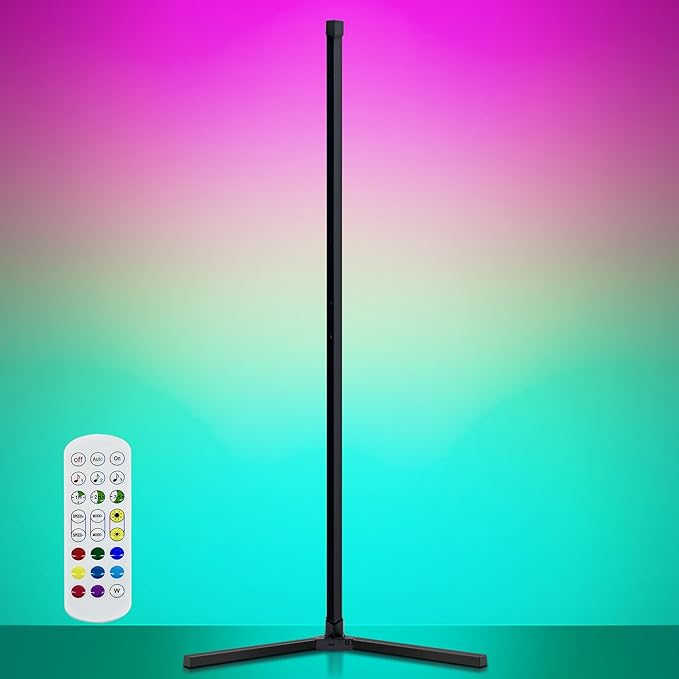 LED Floor Lamp Corner Mood Light RGB Color Changing Dimmable Music Sync with Remote Control for Living Room, Bedroom, Game Room, Party Decoration - LeafyLoom