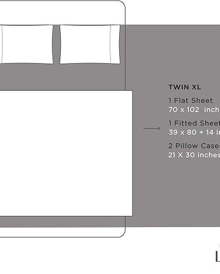 100% Cotton Percale Sheets Twin XL Size, Charcoal, Deep Pocket, 4 Pieces Sheet Set - 1 Flat, 1 Deep Pocket Fitted Sheet and 2 Pillowcases, Crisp Cool and Strong Bed Linen - LeafyLoom