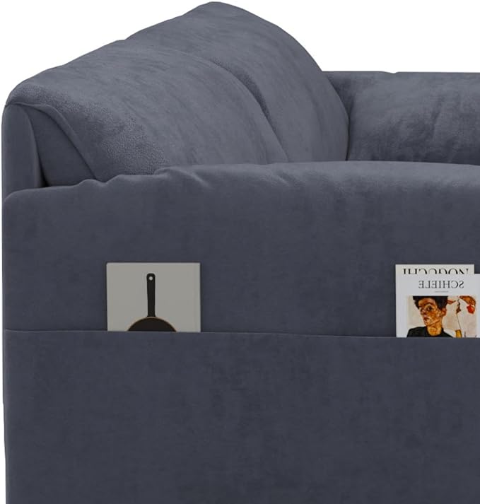 Oversized 3 in 1 Loveseat Sleeper Sofa Bed,Queen Size Love Seats W/Pull Out Couch and Padded Armrests Convertible Spacious Sofabed with Side Storage Pocket for Home Office Apartment Living Room - LeafyLoom