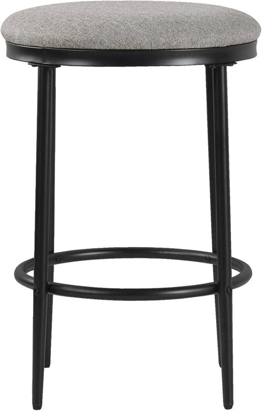 HomePop Upholstered Metal Barstool, Fabric Side Chairs for Dining Room, Kitchen and Living Room - Sustainable Gray Woven - LeafyLoom