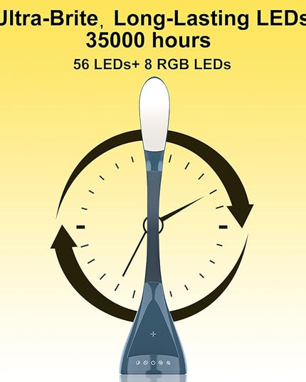 Led Desk Lights for Bedroom Flexible Gooseneck Table Lamp with Wireless Charger Touch Dimmable Night. Simple Modern Smart Floor Light with 5 Color Brightness and 5 RGB Colorful Ambient Lighting - LeafyLoom
