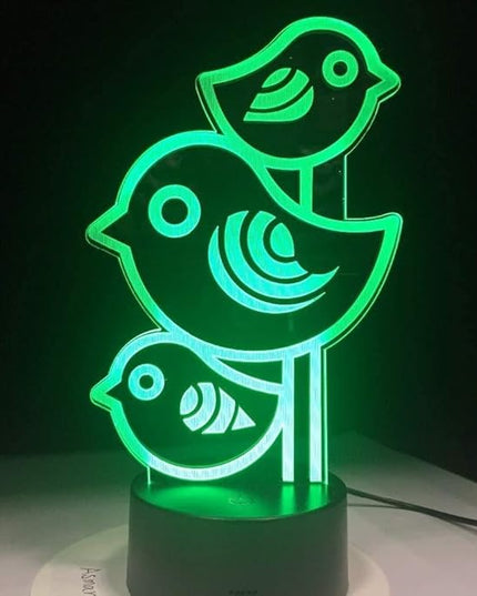 Lovely Little Birds 3D Night Lights,USB Charging LED Table Lamp Kid's Room Decors Optical Illusion 3D Arts Bedside Lamp Gifts for Kids Decor Gifts for Baby Son Daughter or Grand Daughter - LeafyLoom