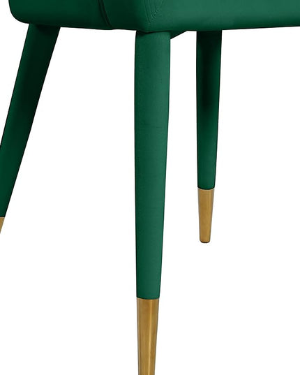Meridian Furniture Destiny Collection Modern | Contemporary Velvet Upholstered Rounded Back Dining Chair, 23" W x 23" D x 31.5" H, Green - LeafyLoom