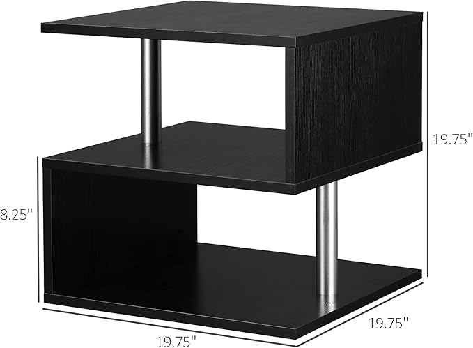 NicBex Coffee Table Wooden Coffee Table with Storage Square Center Tables with Open Shelves and Steel Poles End Table for Living Room, Dining Room, Office, and Bedroom,20" W, Black - LeafyLoom