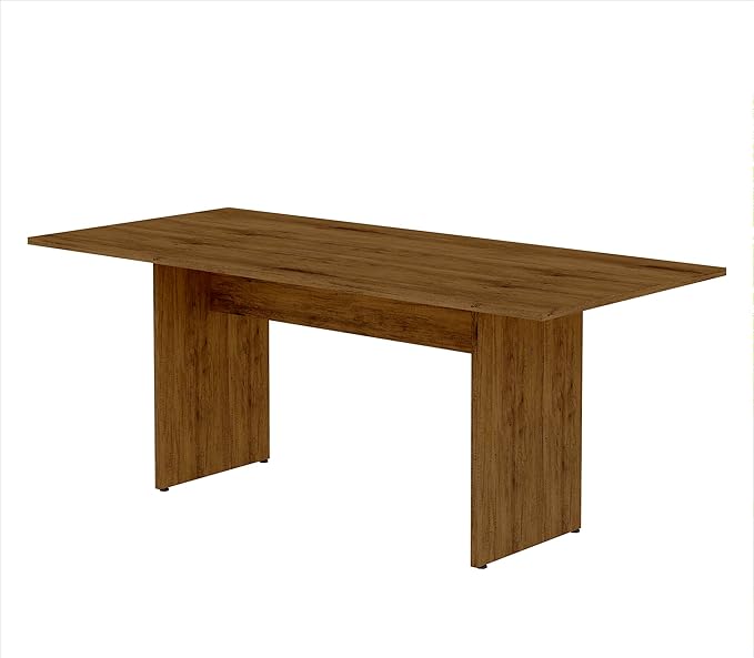 Manhattan Comfort Nomad Dining Table for 4 to 6, Modern Rustic Farmhouse Statement Furniture Piece with Protouch Wood Grain Finish, Sturdy H-Base Pedestal Design, Easy Assembly, 67.91", Nature - LeafyLoom