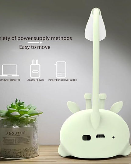 Cute Deer Lamp USB Rechargeable Reading Light,LED Desk Lamp for Kids, Portable LED Table Light, Flexible Gooseneck Eye-Care Cartoons Small Desk Lamp Girls Gifts (Pink) - LeafyLoom