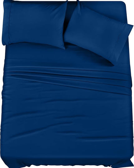 Utopia Bedding King Bed Sheets Set - 4 Piece Bedding - Brushed Microfiber - Shrinkage and Fade Resistant - Easy Care (King, Dusk Blue) - LeafyLoom